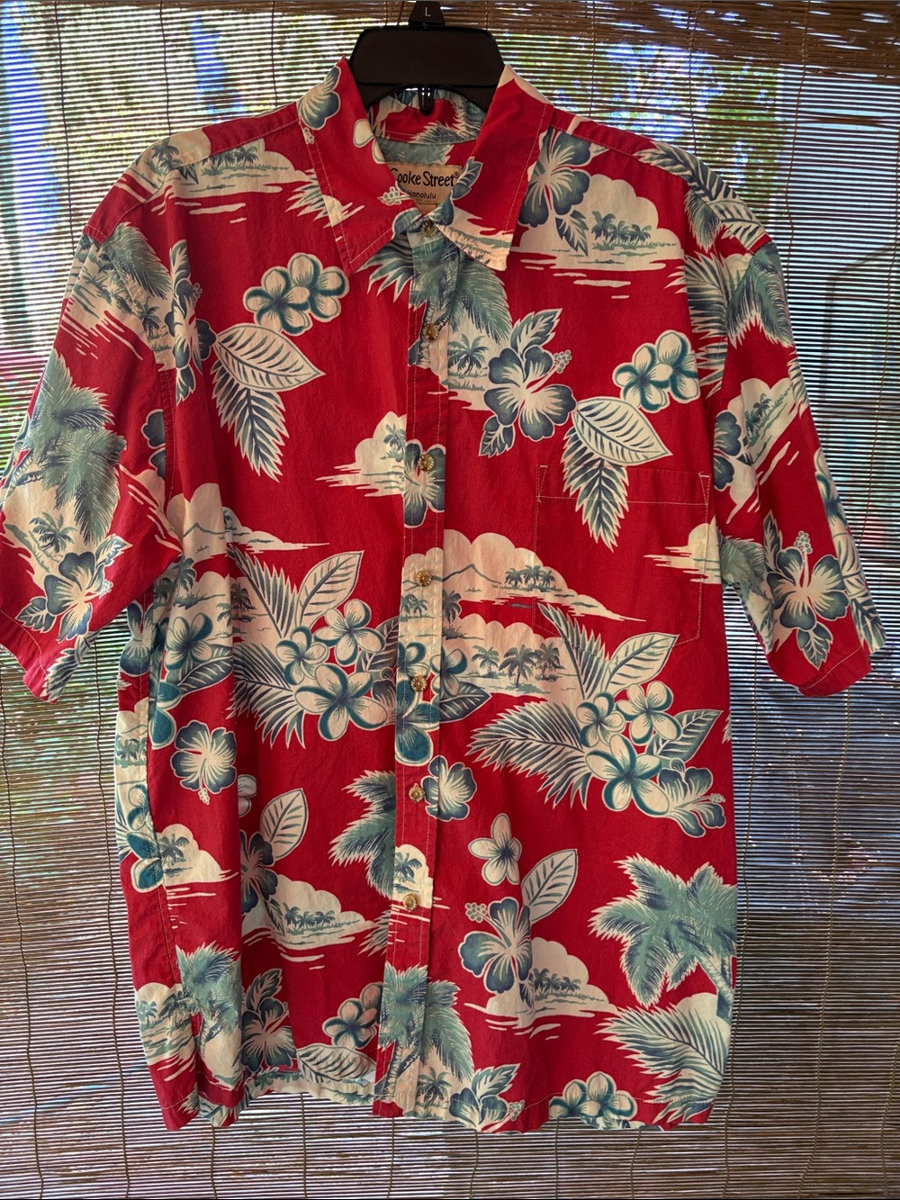 Men's Red Tropical Print Button-Down Shirt by Cooke Street-Honolulu